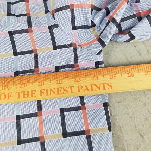 Bugatchi Uomo Shirt Mens Large Blue Multicolor Plaid Classic Fit Contrast Cuff - Picture 8 of 13